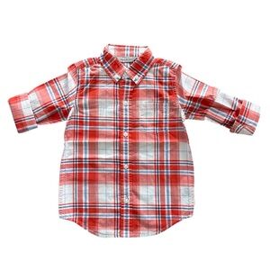*New* Janie and Jack Plaid Button Down Cotton Shirt Boys Size 3
